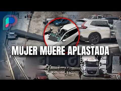 El momento exacto en que estructura CAE sobre camioneta y deja una persona sin vida en Edomex